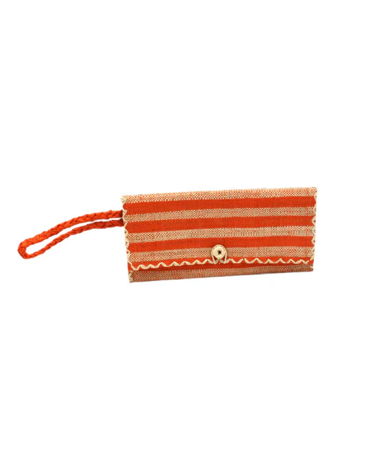 Chichi Straw Clutch Raya bicolor coral