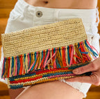 Coco Crochet Straw Clutch